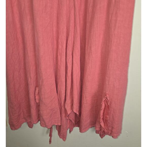 VTG La Bass Coral Linen Dress XL Oversized Statement Lagenlook ITALY NWT Artsy - Picture 10 of 16